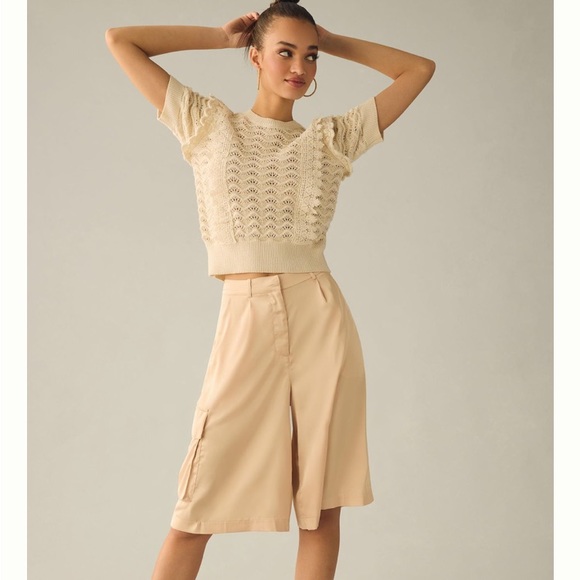 NWT Anthropologie Kachel Simmer Crochet Sweater in Ivory - Picture 4 of 10